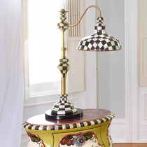 American Mackenzie-Childs retro black and white lattice enamel pure copper table lamp living room study bedroom bedside lamp