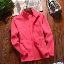 Outdoor fleece jacket mens cardigan stand collar mothers jacket liner windproof plus velvet warm fleece jacket women