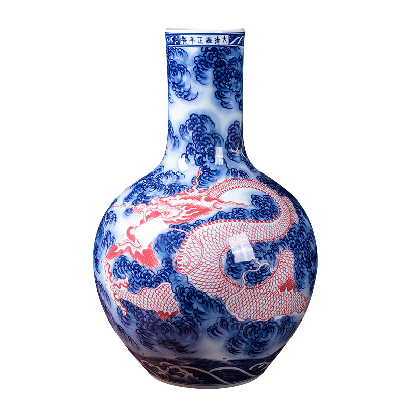 Jingdezhen ceramics antique blue - and - white youligong vases, sitting room of Chinese style household decorations penjing collection gifts