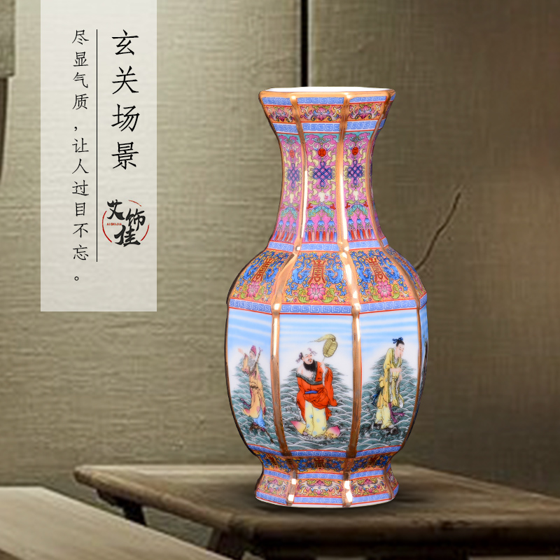Jingdezhen ceramics imitation qianlong colored enamel vase TV ark, Chinese flower arranging furnishing articles, the sitting room porch decoration