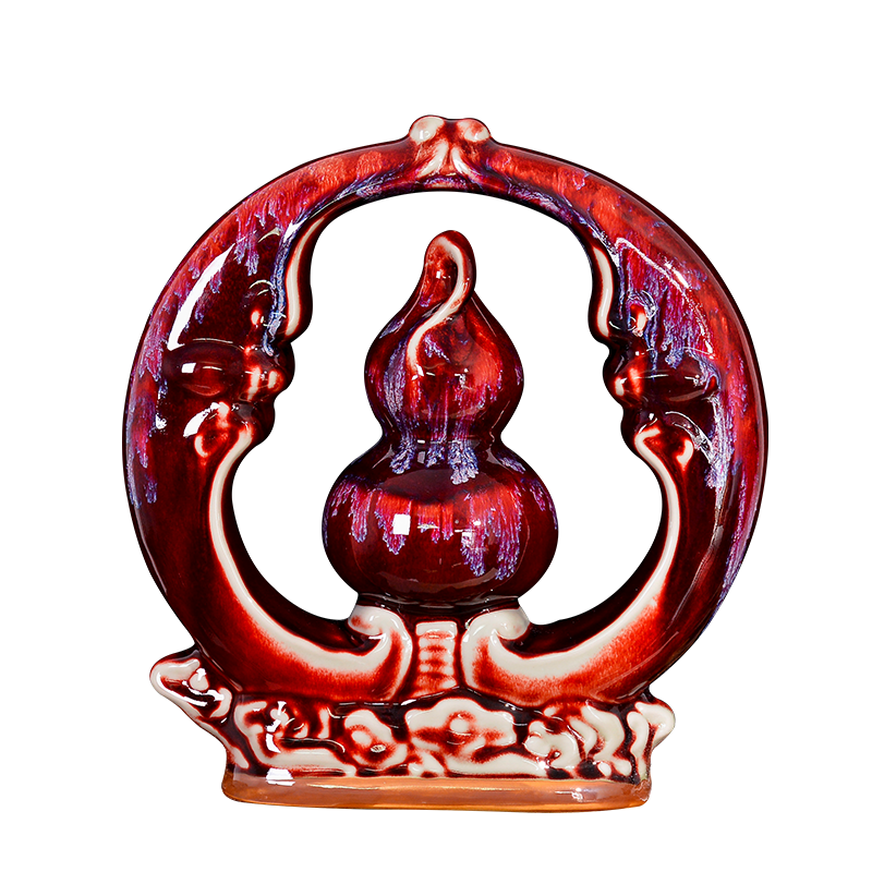 Jingdezhen up with ruby red porcelain vase furnishing articles gourd of new Chinese style porch rich ancient frame sitting room adornment