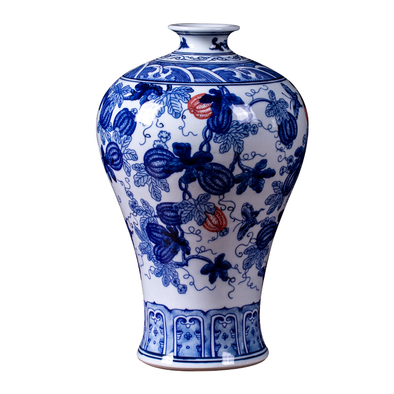 Jingdezhen ceramics by hand antique blue and white porcelain vase furnishing articles flower arranging the sitting room of Chinese style household decorative arts and crafts