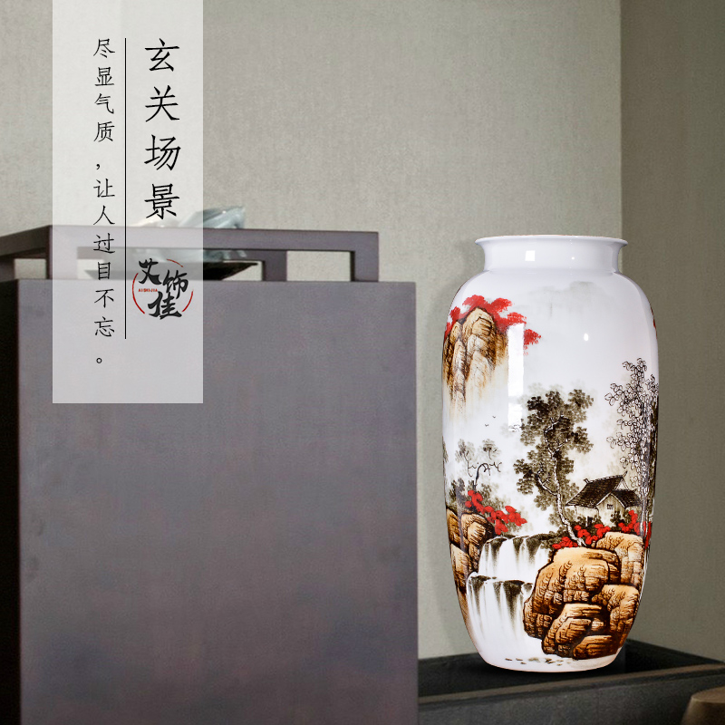 The Master of jingdezhen ceramics hand - made scenery decorative vase Chinese sitting room porch ark, crafts are arranging flowers