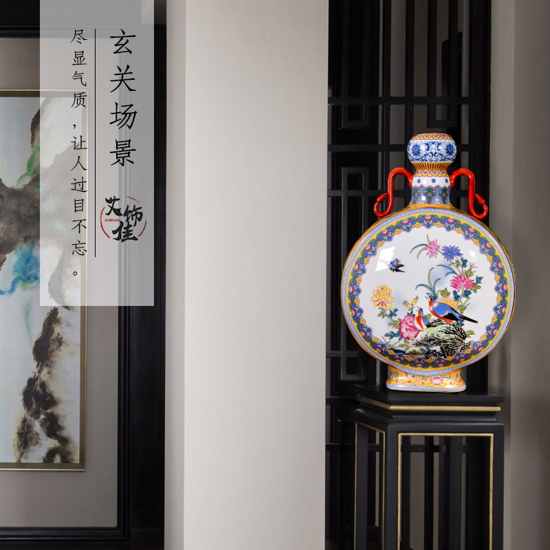 Jingdezhen ceramics vase archaize colored enamel flower arranging Chinese rich ancient frame decorate the sitting room porch place restoring ancient ways