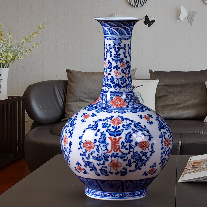 Jingdezhen ceramics archaize youligong of blue and white porcelain vase flower arrangement home sitting room TV ark adornment furnishing articles