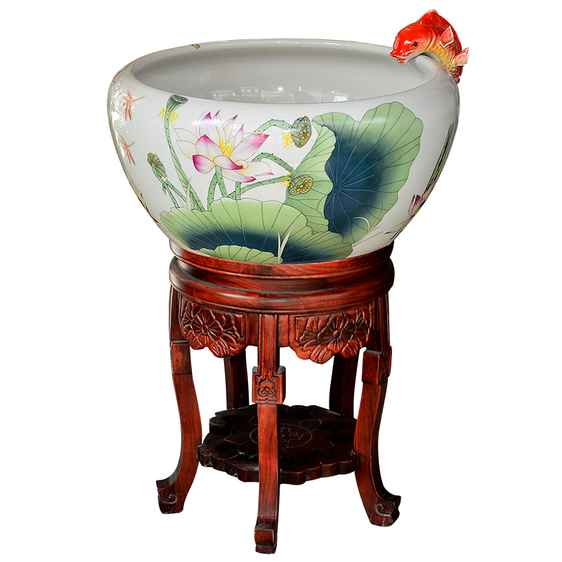 Jingdezhen ceramic fish tank is big sitting room ground large domestic hotel company brocade carp fish tank aquarium water