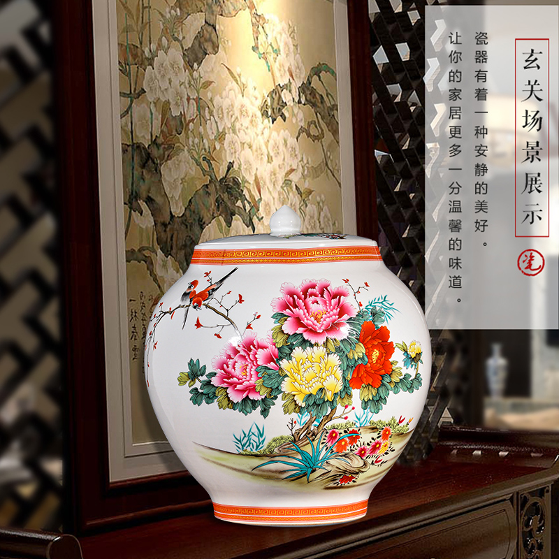 Jingdezhen ceramic blooming flowers vase furnishing articles household act the role ofing is tasted the new Chinese style living room TV cabinet storage tank process