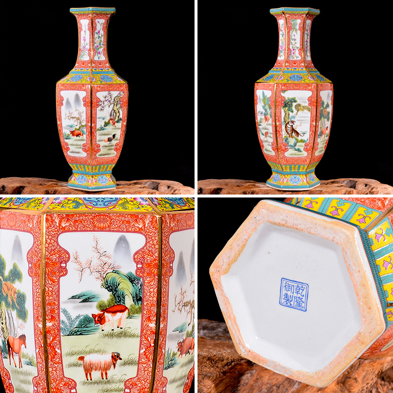 Archaize of jingdezhen ceramics colored enamel flower arranging new Chinese style classical vase home decoration crafts are sitting room