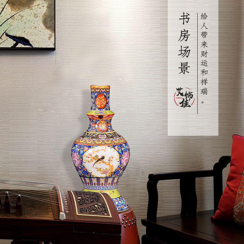 Jingdezhen ceramic vases, antique flower arranging furnishing articles of Chinese style restoring ancient ways the sitting room TV ark, household enamel decoration