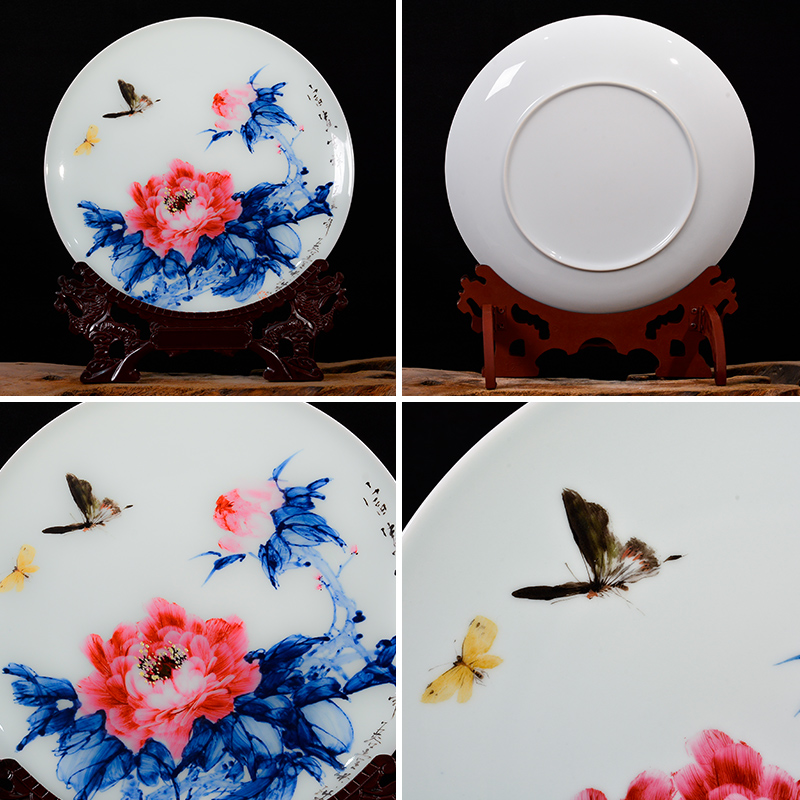 Hand - made rich auspicious porcelain of jingdezhen ceramics new Chinese style household decorative plate of the sitting room adornment is placed