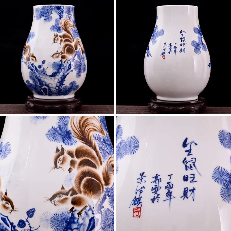 The Master of jingdezhen ceramic hand - made gold rat prosperous wealth vase household adornment flower arranging the sitting room porch handicraft furnishing articles