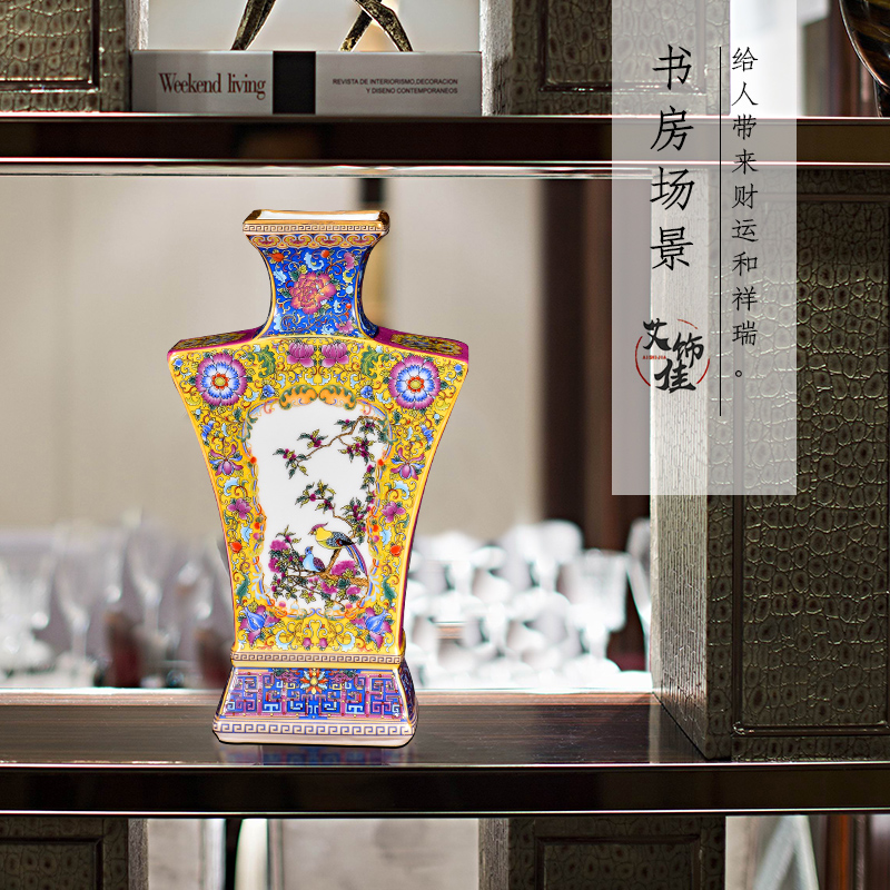Jingdezhen ceramics colored enamel antique vases, flower arranging rich ancient frame TV ark, sitting room adornment collection furnishing articles