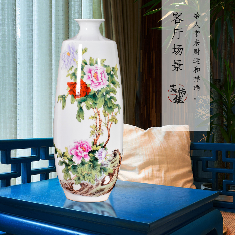 Jingdezhen ceramics powder enamel vase sitting room of Chinese style household dry flower adornment bedroom TV ark, wine furnishing articles