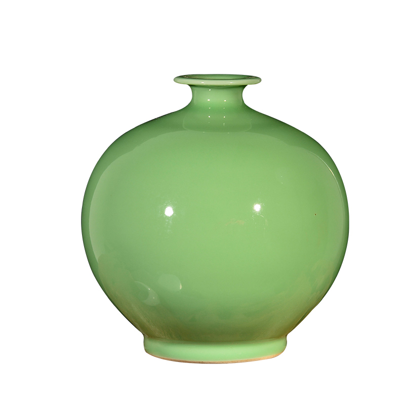 Jingdezhen ceramics antique green glaze ears vases, flower arranging Chinese style classical home sitting room adornment is placed