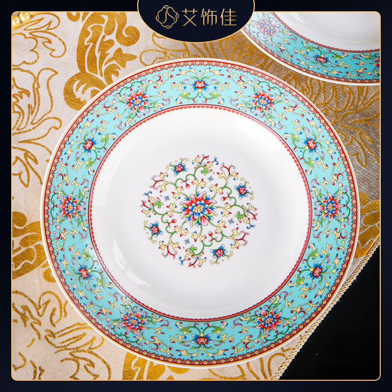 Jingdezhen high - grade ipads China light colored enamel craft cutlery set domestic key-2 luxury dishes suit hotel supplies company