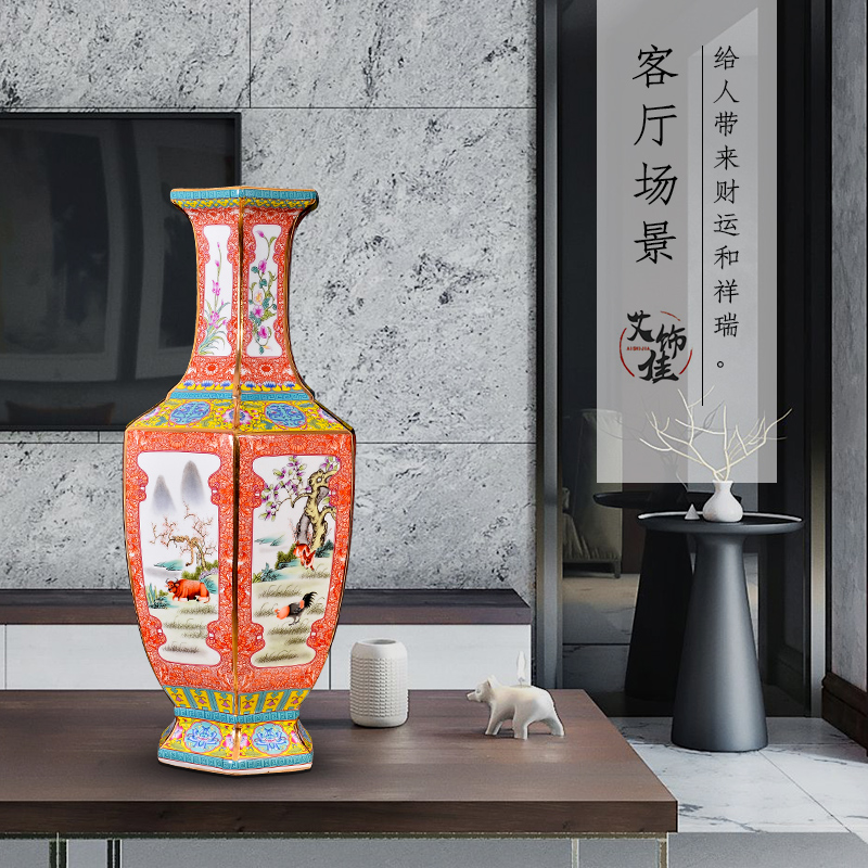 Archaize of jingdezhen ceramics colored enamel flower arranging new Chinese style classical vase home decoration crafts are sitting room