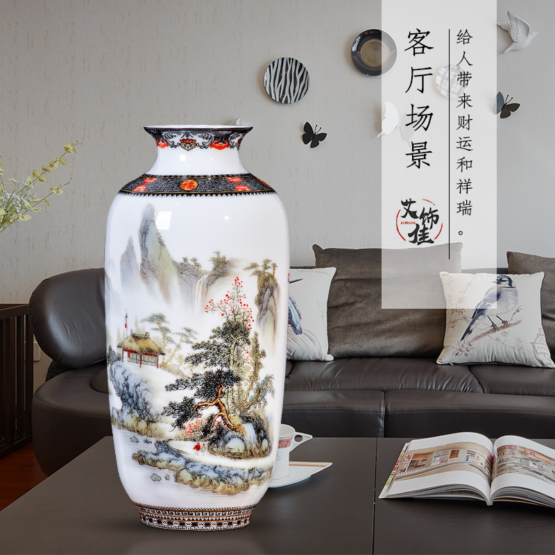 Jingdezhen ceramic pastel landscape dried flower arranging flowers sitting room place, a new Chinese TV ark, wine porch decoration