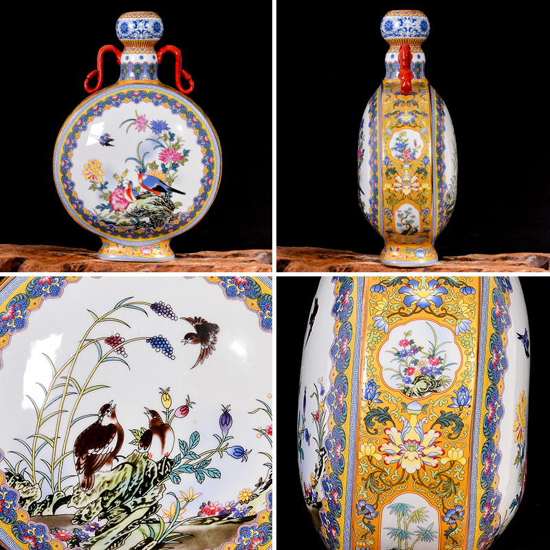 Jingdezhen ceramics vase archaize colored enamel flower arranging Chinese rich ancient frame decorate the sitting room porch place restoring ancient ways