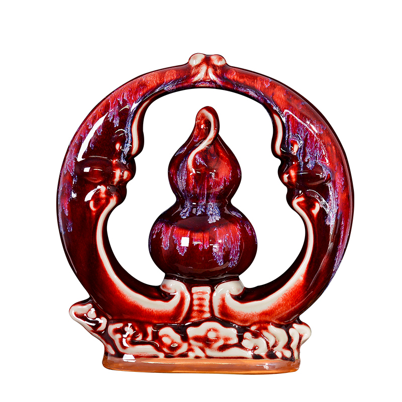 Jingdezhen up with ruby red porcelain vase furnishing articles gourd of new Chinese style porch rich ancient frame sitting room adornment