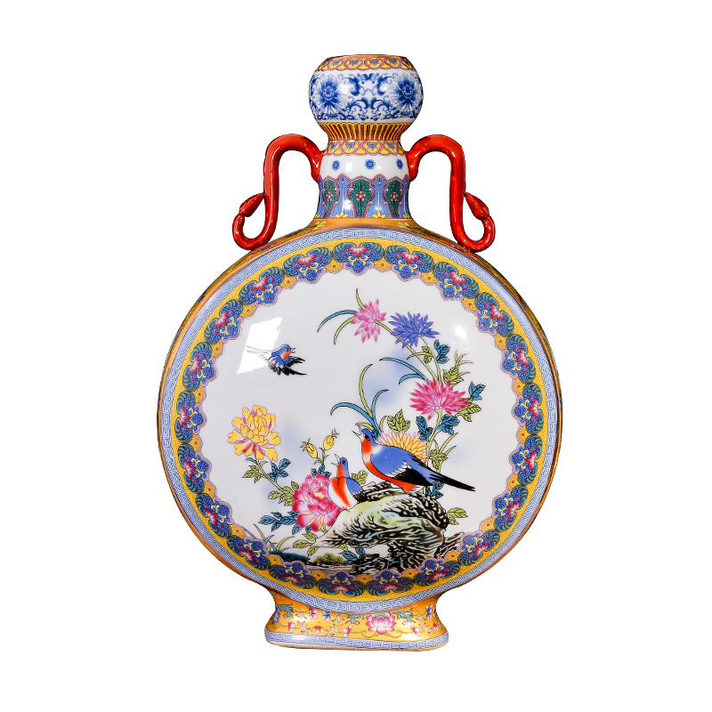 Jingdezhen ceramics vase archaize colored enamel flower arranging Chinese rich ancient frame decorate the sitting room porch place restoring ancient ways