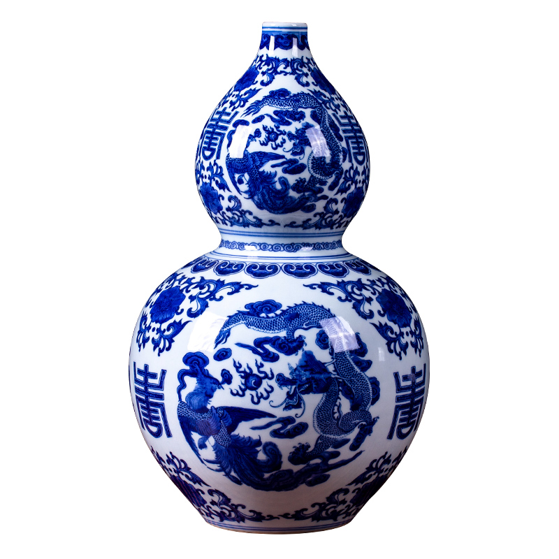 Jingdezhen blue and white in extremely good fortune archaize ceramic vases, Chinese style household living room TV cabinet porch is decorated furnishing articles