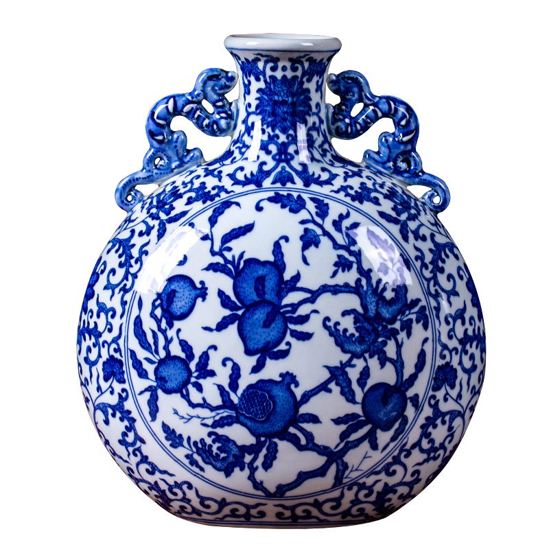 Jingdezhen ceramic antique hand - made of blue and white porcelain vases, flower arrangement furnishing articles rich ancient frame the sitting room of Chinese style household ornaments