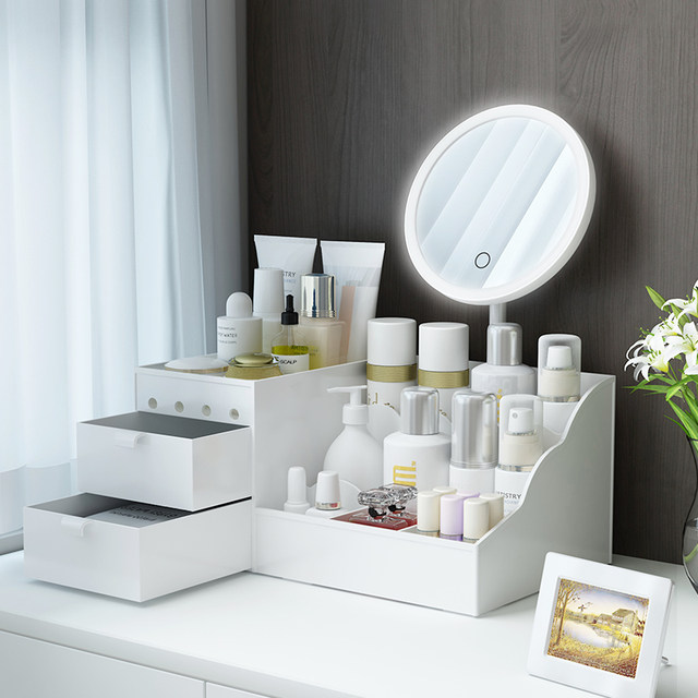 Drawer-type cosmetic storage box dormitory finishing skin care desktop dressing table plastic mask lipstick rack Drawer-type cosmetic storage box dormitory finishing skin care desktop dressing table plastic mask lipstick rack