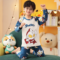 Kids Pajamas Boys Spring Autumn Long Sleeve Pure Cotton Thin Cartoon Middle Large Kids Boys Autumn Baby Home Clothing Sets