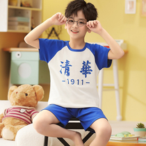 Kids Pajamas Boys Summer Short Sleeve Pure Cotton Chinese Style Boys Middle and Large Kids Junior High School Thin Home Clothing Sets