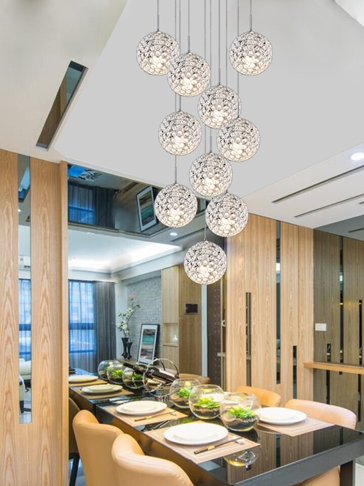 金亿铭复式楼大吊灯现代简约楼梯间长灯