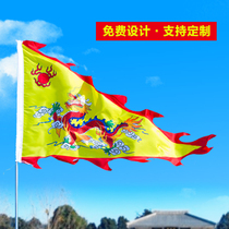 The retro color flag decorates the ancient flag the five-color flag triangle flag imitating the ancient flag and it is customized as a double-sided advertisement