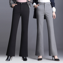 Plus velvet padded flared pants female size fat mother 200 Jin extra size trousers high waist elderly winter pants