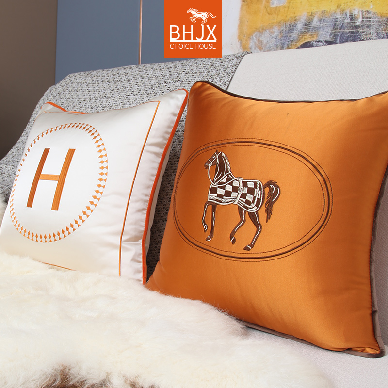 Throw pillow white plush horse orange pillowcase is jane beauty cushion cushion cushion pillow pillow pillow clubhouse 45 simple American style beige