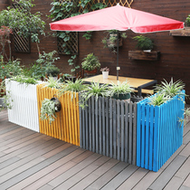 Outdoor anti-corrosion wood flower box Cafe restaurant door outdoor partition flower rack flower trough screen fence fence flower pot