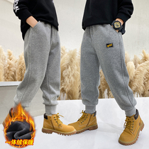 Boys' pants spring autumn 2021 new autumn medium and large children's autumn winter pants children's sports pants trendy fleece sweatpants