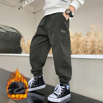 Boys' Fleece Pants Autumn Winter 2022 New Winter Children's Clothing Thickened One Fleece Winter Warm Casual Pants