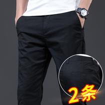 Spring casual pants mens loose straight pants men Korean version of the trend cotton trousers mens pants casual trousers men