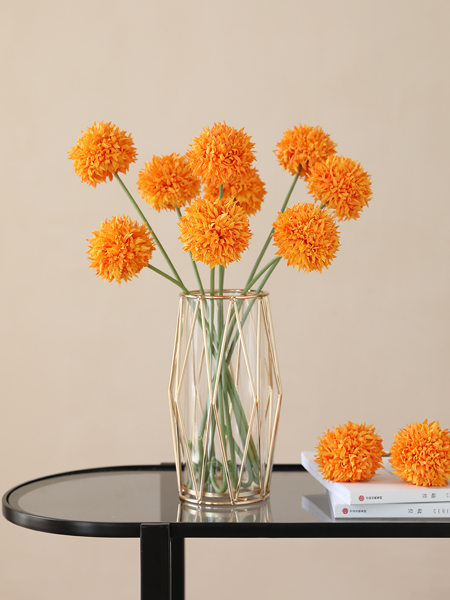 Taihuan High Quality Table Tennis Chrysanthemum Artificial/Fake Flower Silk Flower Indoor Living Room Decoration Dining Table Single Stem Flower Arrangement Ornaments