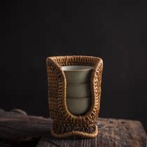 Rattan tea cup basket basket portable tea cup simple storage rack tea ceremony zero with tea cup rack