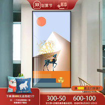 Vertical Version Hallway Aisle Gangguan Decoration Painting Extremely Simple Elk Deer Abstract Mural Nordic Wind Modern Living Room Single Hanging Painting