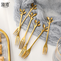 Fruit fork set creative cute stainless steel small fork children home home plug fruit sign cake fork