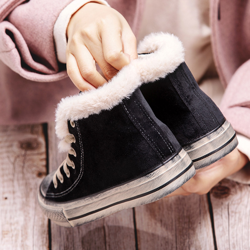 回力 加绒保暖 女式帆布鞋 聚划算+天猫优惠券折后￥59包邮（￥79-20）高帮、低帮可选