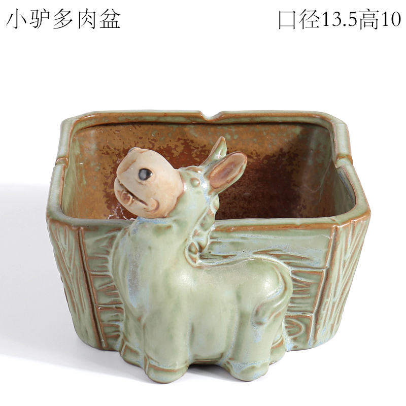 Restore ancient ways small animals elongated fleshy flowerpot ceramic platter old running the fleshy plant a flower pot special offer a clearance package mail