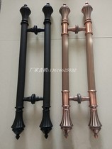 European-style antique copper framed glass door handle Black KTV box Hotel stainless steel door handle Door handle