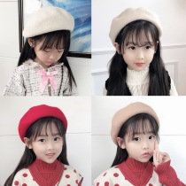 Girls beret Autumn and winter female baby wool hat Children painter hat Parent-child sweet girl bud hat tide
