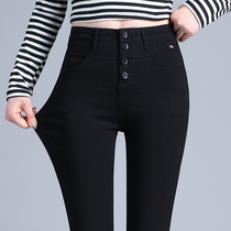 High waist leggings female outer wear spring and autumn 2021 new black stretch tight-fitting thin feet black pants pencil pants