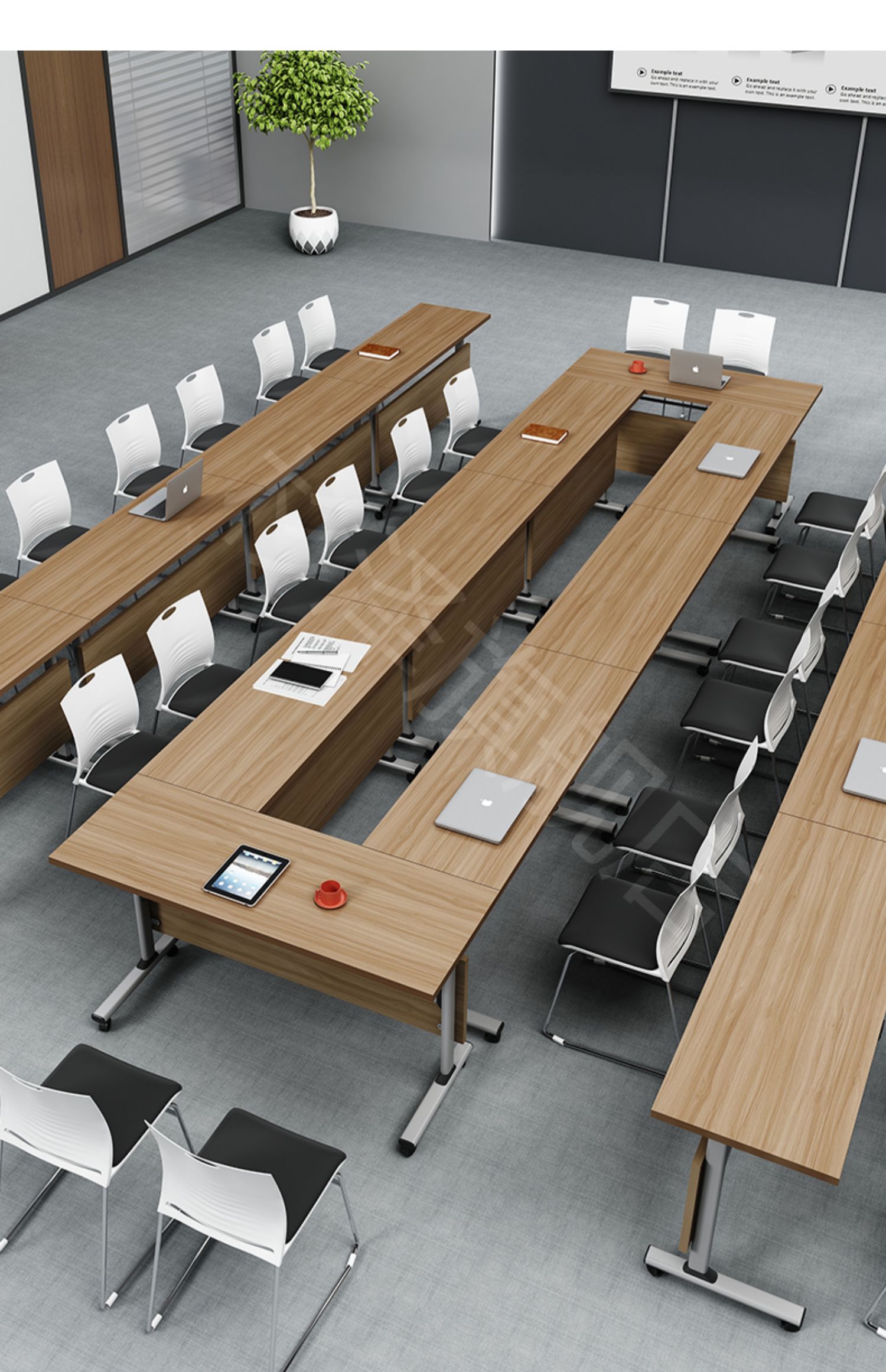 折叠会议桌培训桌椅组合办公桌活动桌子可移动拼接双人折叠长条桌