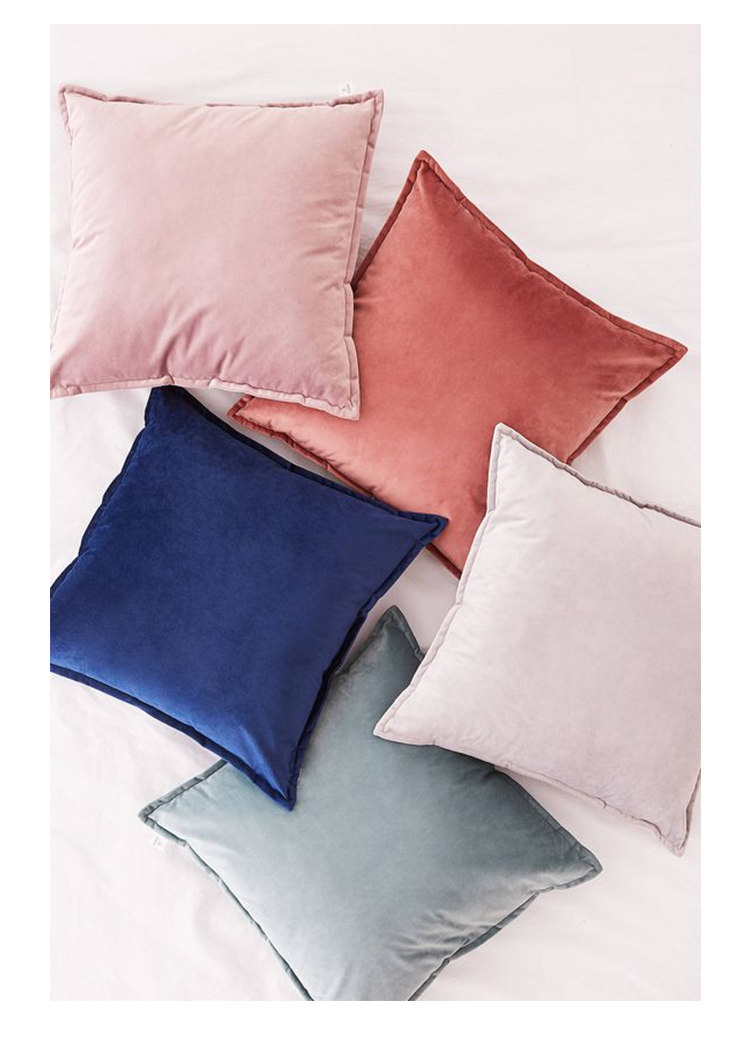 抱枕靠枕定制办公室午睡神器北欧简约天鹅绒花边沙发抱枕套不含芯