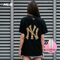 MLB official mens and womens T-shirt Tanabata retro old flower classic NY short-sleeved round neck loose couple sports TSX7