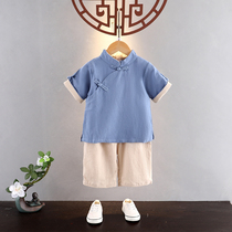 Hanfu Children China Wind Scout Summer Short sleeves Ancient Clothing Boy Republic Wind Clothing Improvement Less Lord Serving Country School Clothes